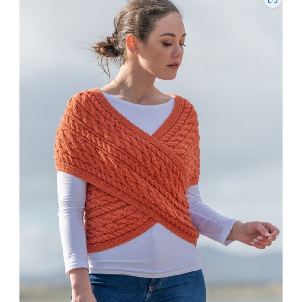 Aran Sweater Wrap 100% Irish Merino Wool | SZ Med